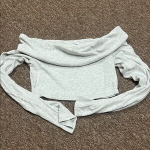 Gray Off-Shoulder Long Sleeve Top